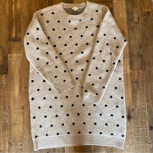 EUC Hem & Thread Sweater Dress Size Large Cream with Black Polka Dots